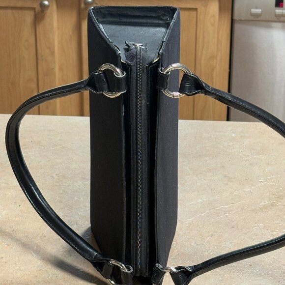 Vintage Miche Classic Base Bag Black Nylon & Leather Dual Handle Purse Zip Close - Picture 5 of 16